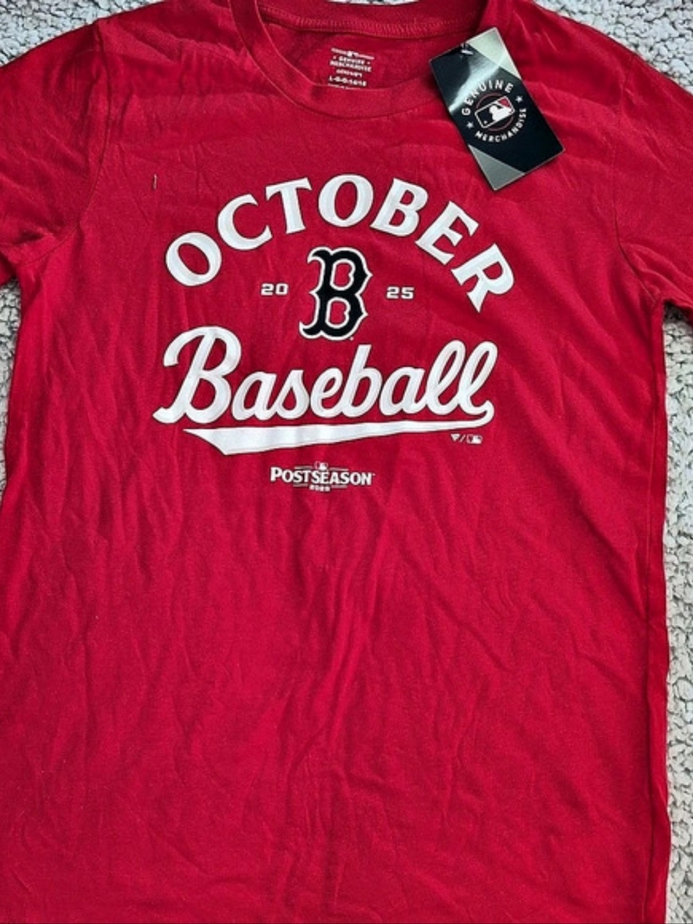 MLB Boston Red Sox October Baseball Postseason 2025 T-Shirt 14/16 NWT Red
